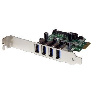 4 Port PCI Express PCIe SuperSpeed USB 3.0 Controller Card Adapter with UASP - 5Gbps - SATA Power 