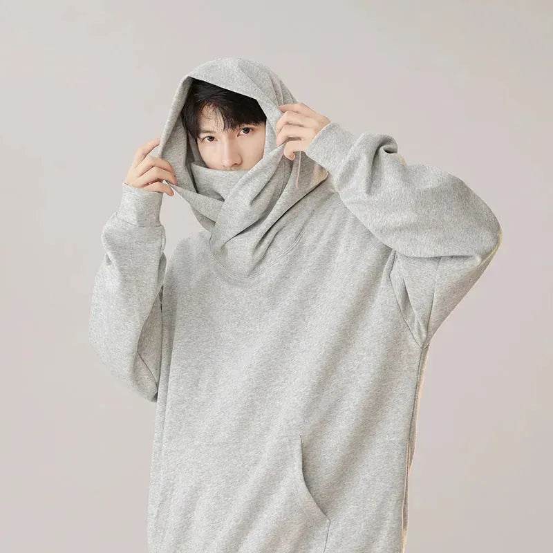Autumn Winter Oversized Turtleneck Hoodie  Pullover for mens 