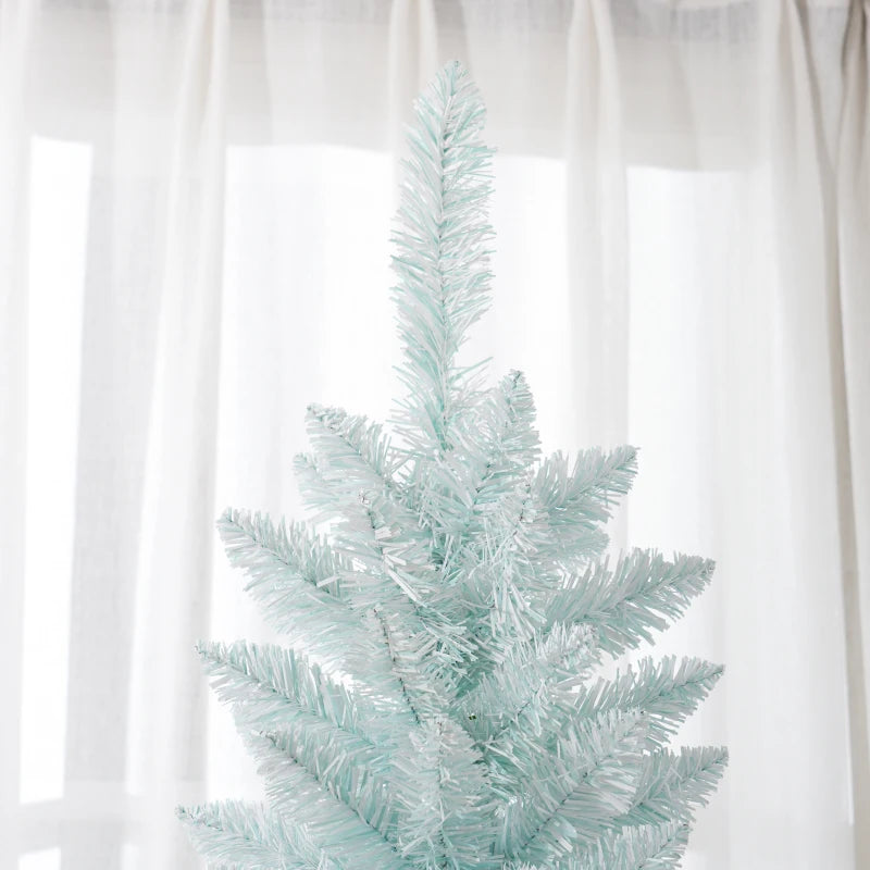 HOMCOM Pencil Christmas Tree, Slim Artificial Xmas Tree in Deep Blue & Mint, Skinny Holiday Decoration for Home & Office 