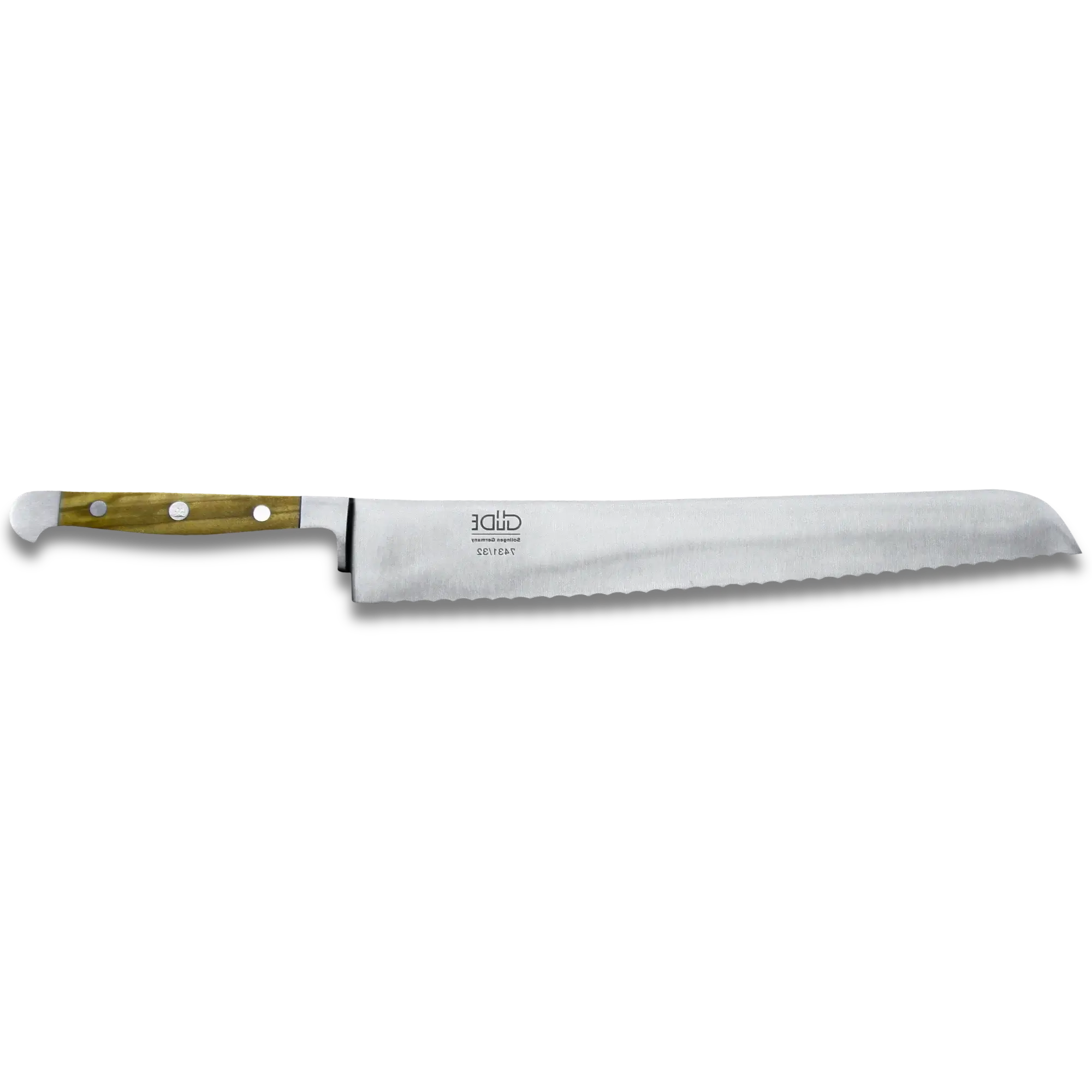 ALPHA OLIVE | Bread Knife Franz Dude 12.5 " Left hand Version| Forged steel / Olive Wood Handle 