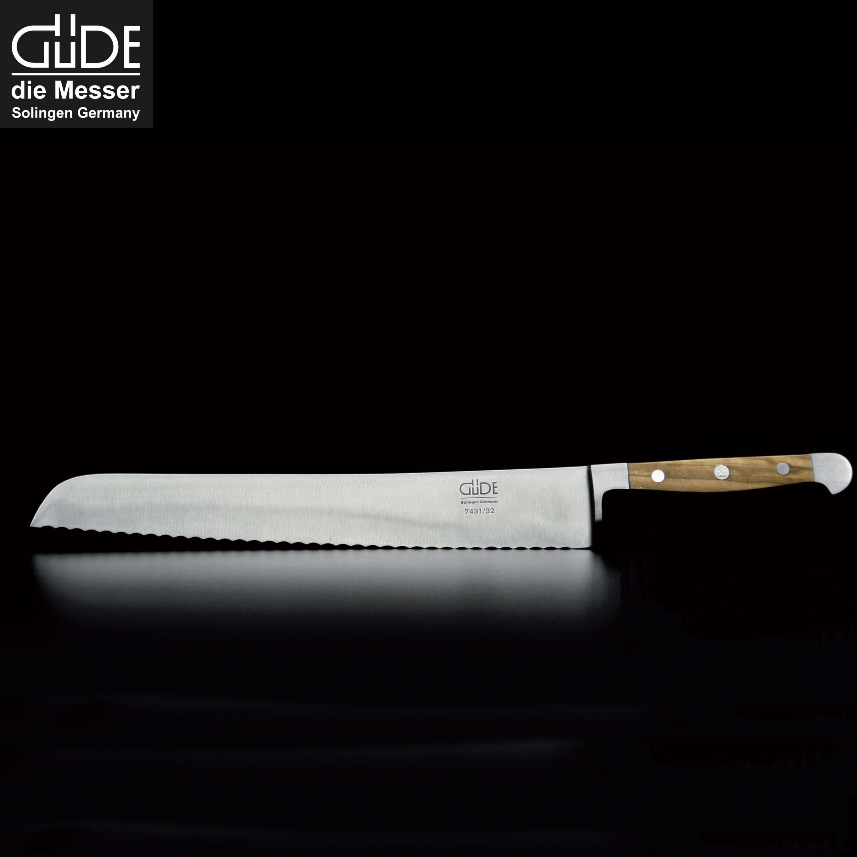 ALPHA OLIVE | Bread Knife Franz Dude 12.5 " Right hand version | Forged steel / Olive Wood Handle 