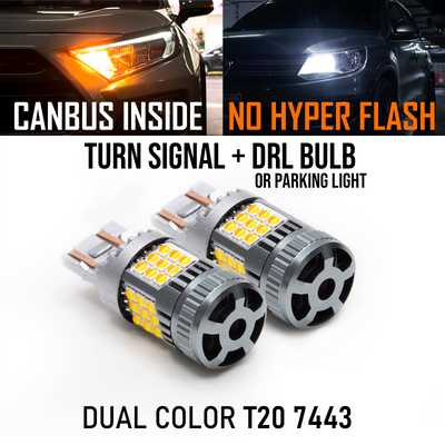 LED Switchback White / Amber Auto LED Bulb T20 7443 7444 36SMD Turn Signal Daytime Running Light DRL Parking Light (1 Pair) 