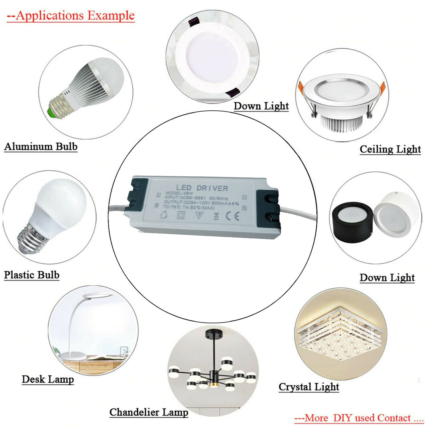 Constant Current 600mA High Power DC Connector Power Supply LED Ceiling light~1595