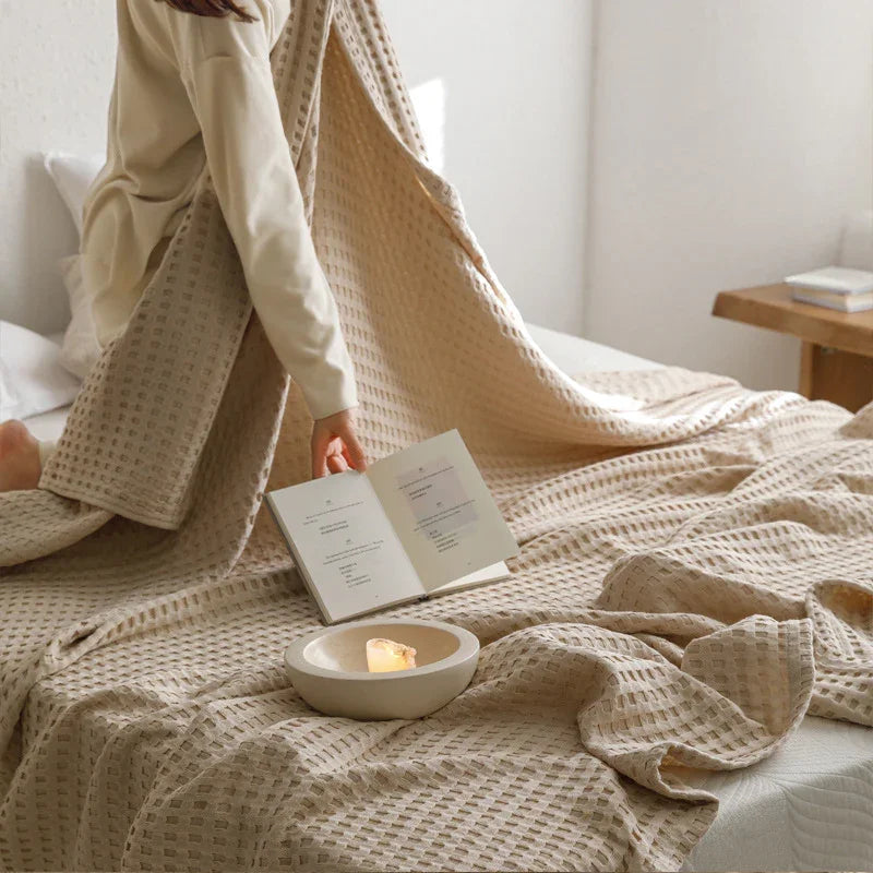 Waffle Cotton Yarn Air Conditioner Summer Cooling Duvet Solid Color Dormitory Comforter 