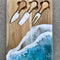 Bamboo Charcuterie Board – Ocean Inspired Serving Board with Cheese Knives, 12