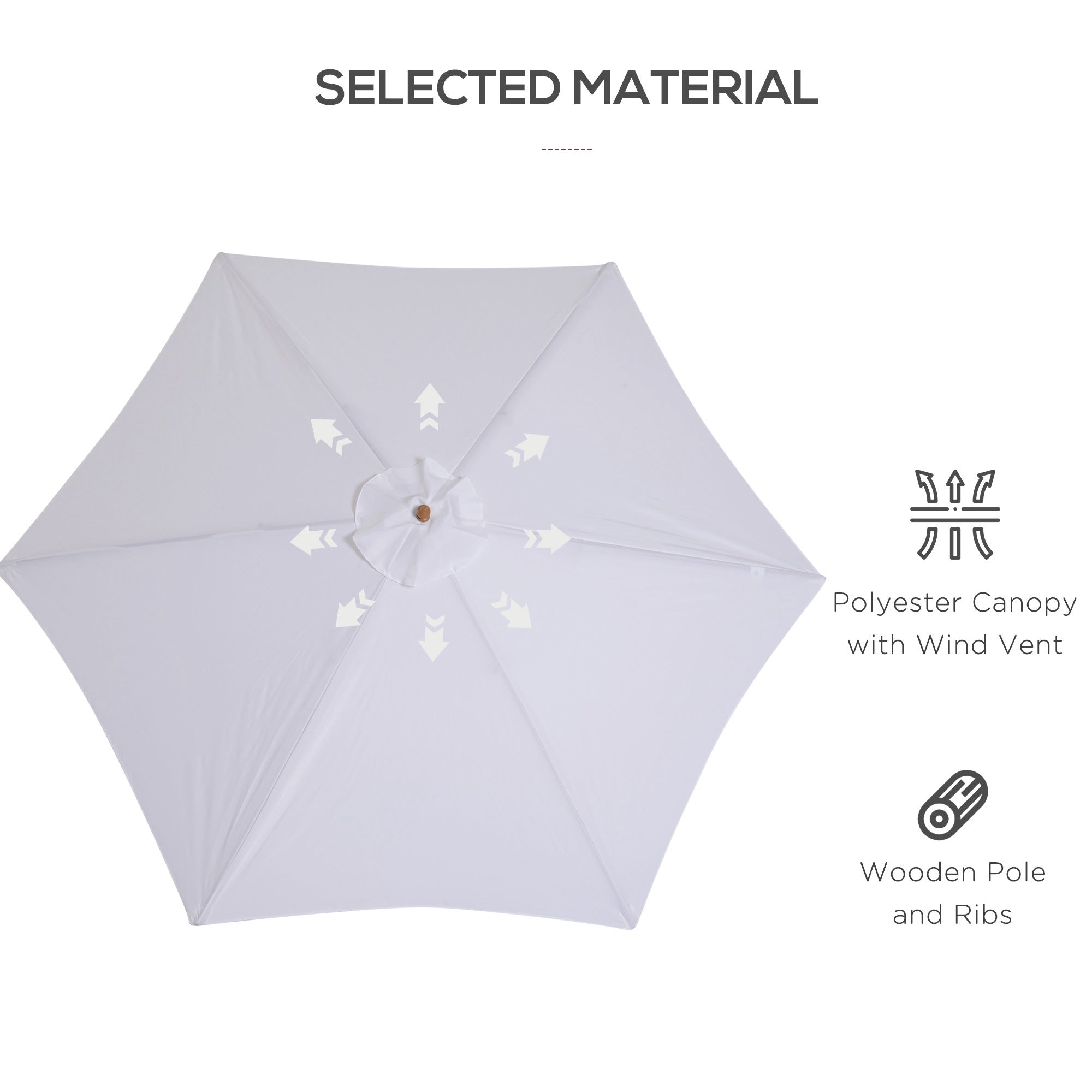 Outsunny Market Outdoor Patio Wood Sun Umbrella ⌀9' x 8' H Sunshade Garden Parasol UV Protection Beige 