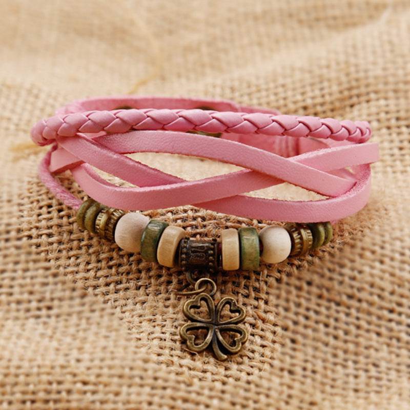 Cowhide winding bracelet watch 