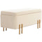 Storage Ottoman Bench, Flip-Top Bedroom Bench, 18.5 Gallons, Modern Velvet Storage Chest with Metal Legs, Beige