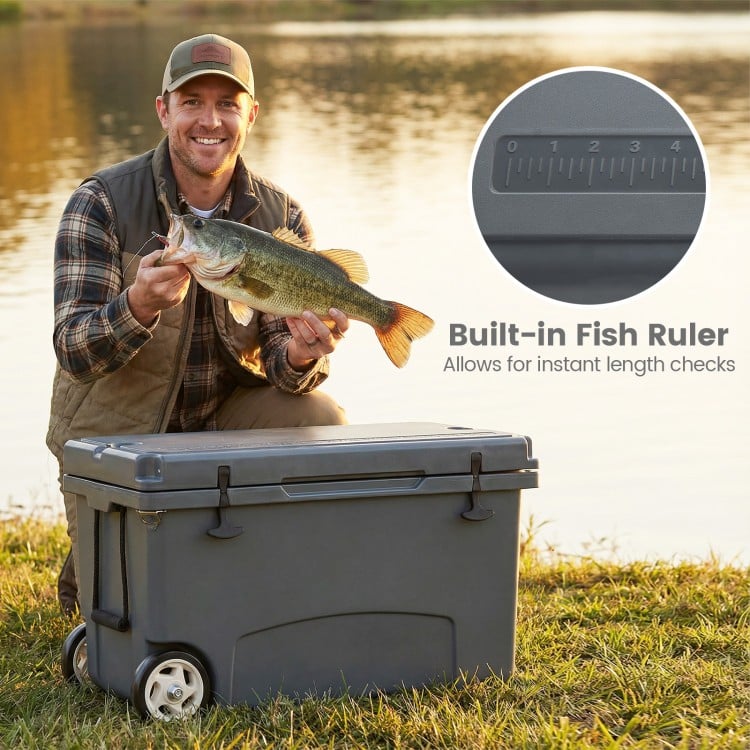 75 Quart Portable Hard Cooler with 6-Day Ice Retention and Wheels-Gray