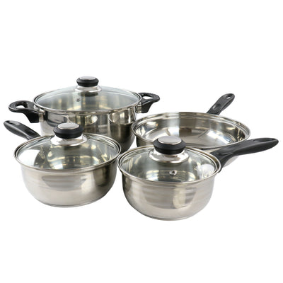 Gibson Home Lybra 7 Piece Two Tone Polished Stainless Steel Cookware Set - Free Shipping 
