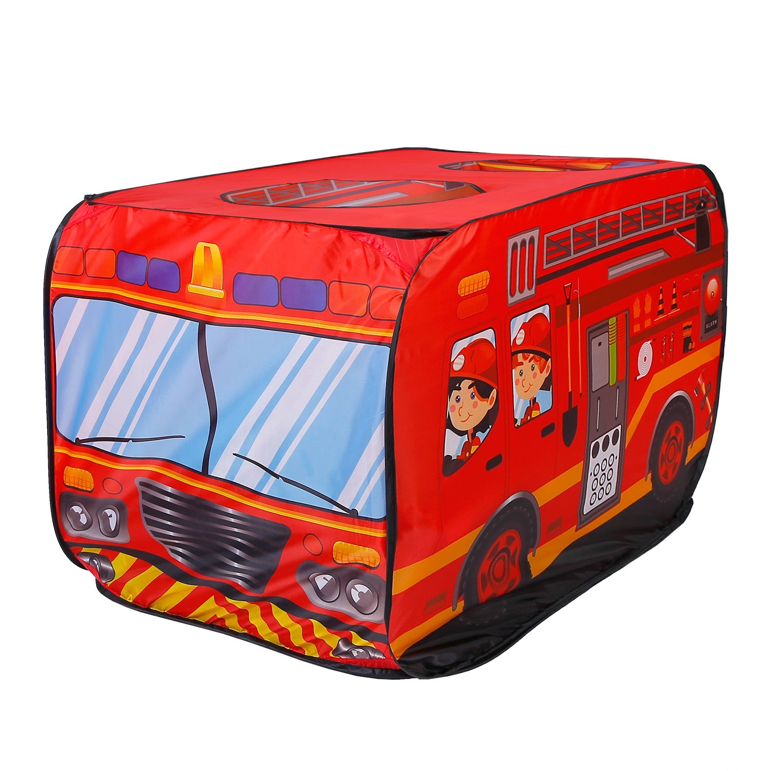 Kids Play Tent Foldable Pop Up Fire Truck Tent Portable Children Baby Play House W/ Carry Bag For Indoor Outdoor Use 