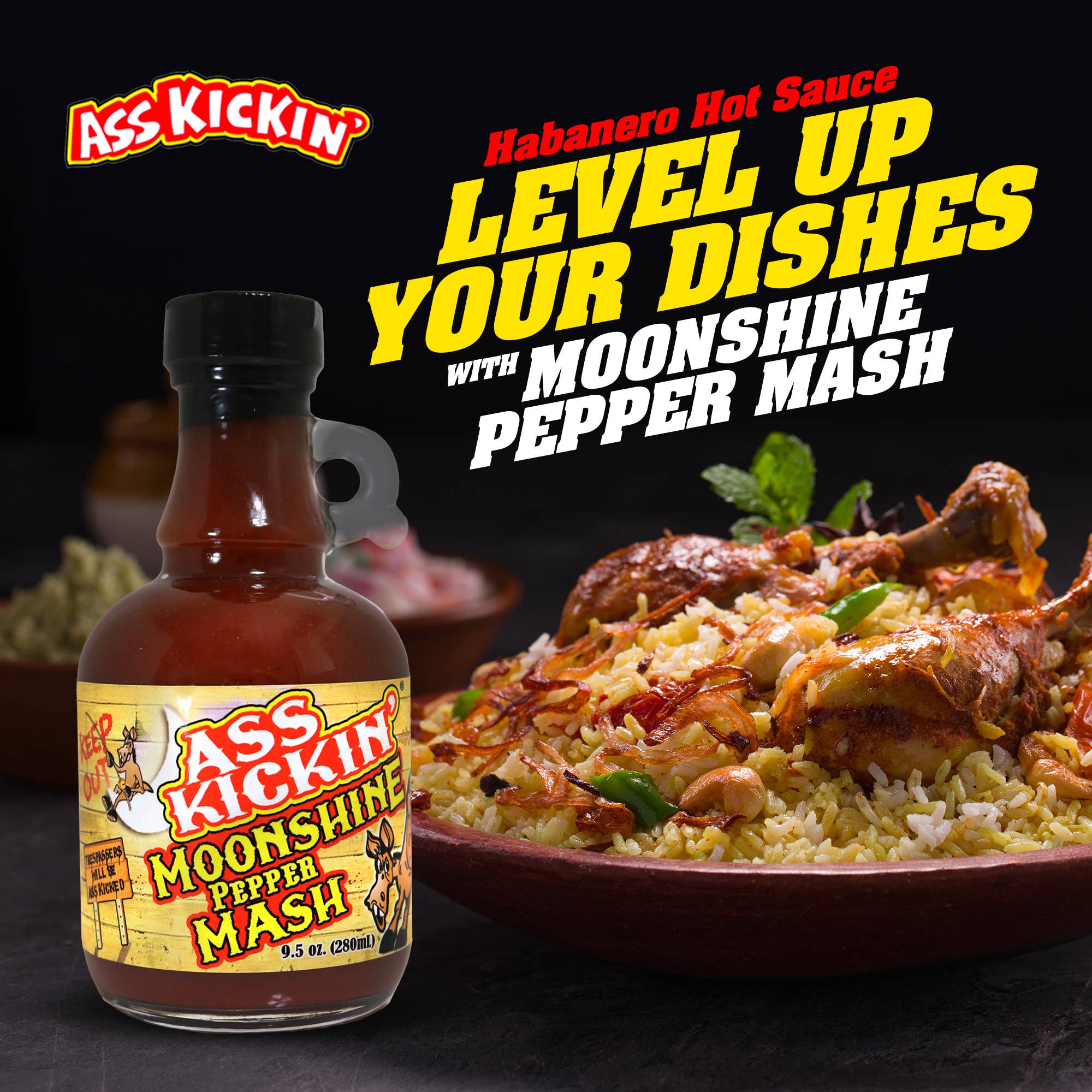 Ass Kickin’ Moonshine Pepper Mash 9.5 oz. bottles 