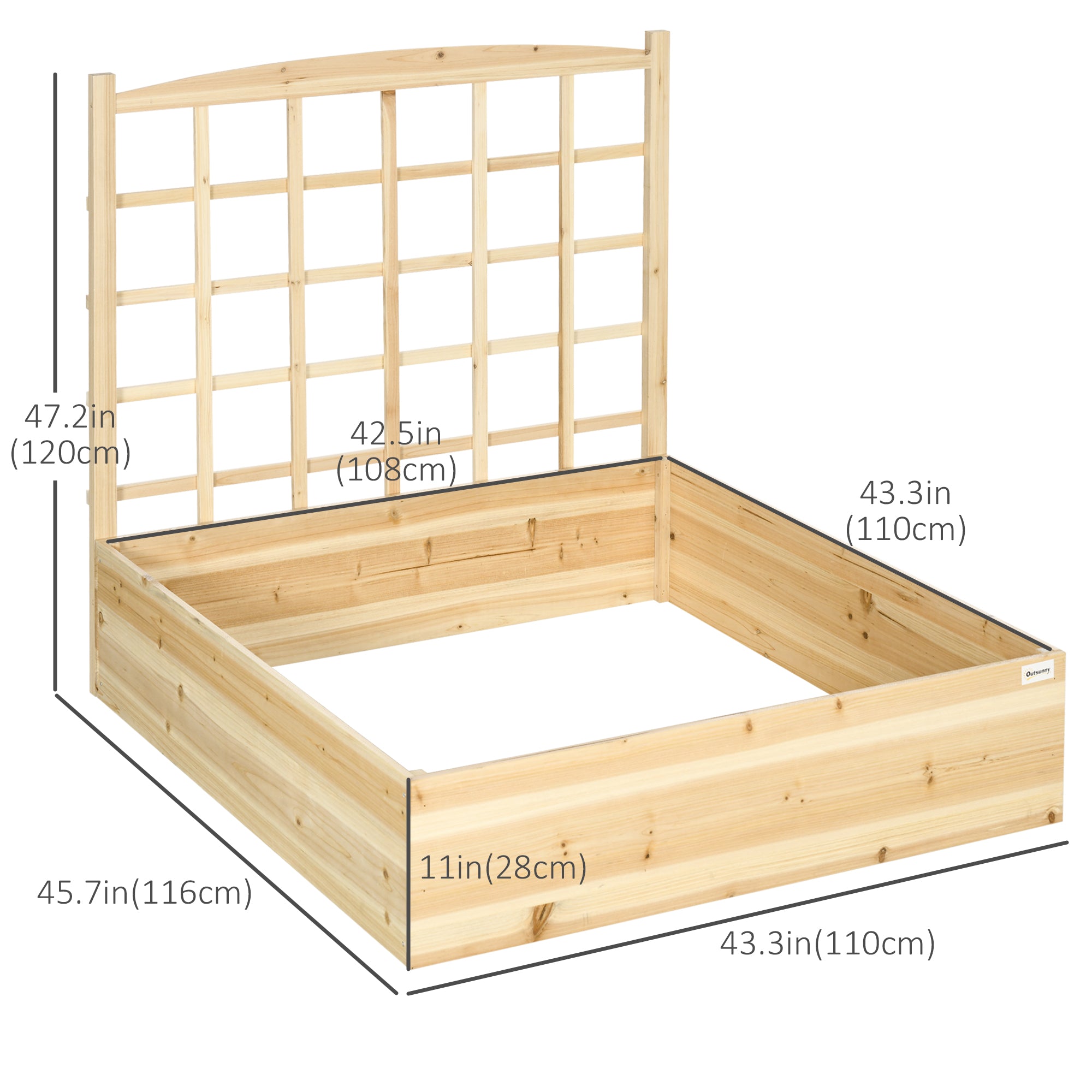 Outsunny Wooden Planter Box with Trellis: Outdoor Raised Garden Bed for Climbing Plants, Flowers & Herbs in Natural 