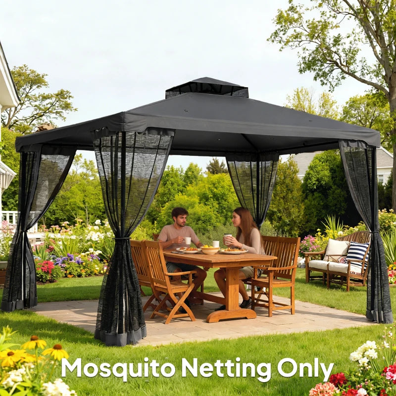 Replacement Mosquito Netting for Gazebo 12' x 12' Black Screen Walls for Canopy with Zippers, Black