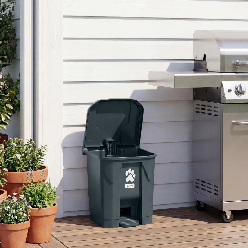 Dog Poop Outdoor Garbage Bin, 8 Gal Pet Waste Garbage Can with Lid and Pedal, Waterproof Plastic Trash Can, Black