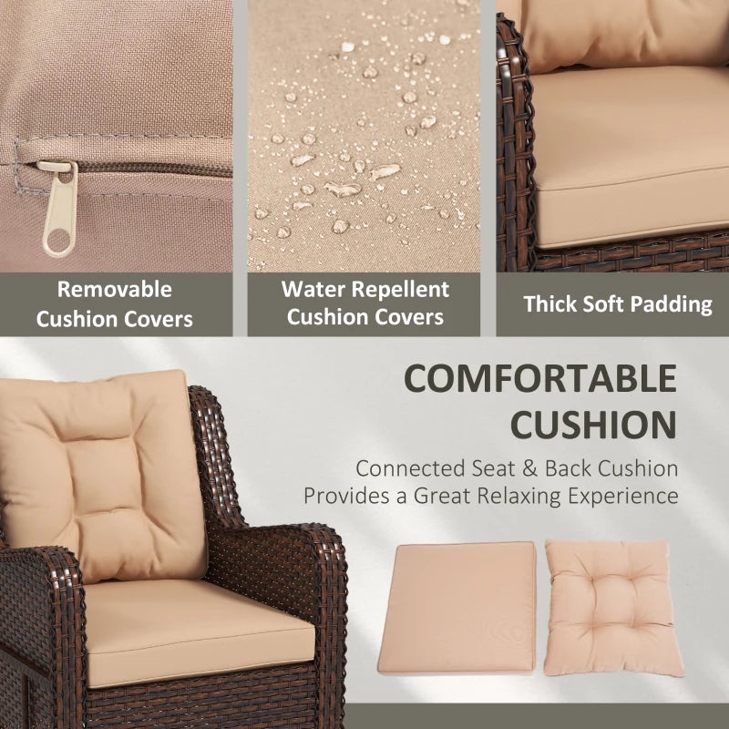 PE Rattan 360° Swivel Patio Chair with Cushion, Brown