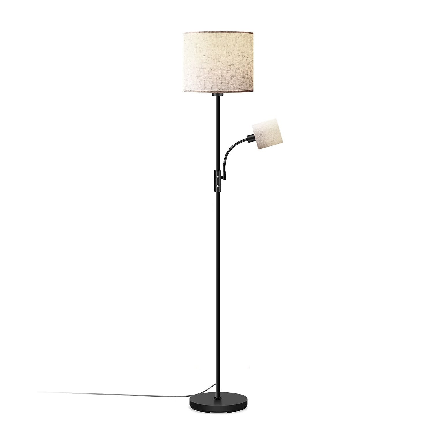 67.32In Mother Daughter Floor Lamp with Linen Shade 3200K Brightness 360° Adjustable Reading Light Modern Decoration Standing Lamp for Living Room Bed