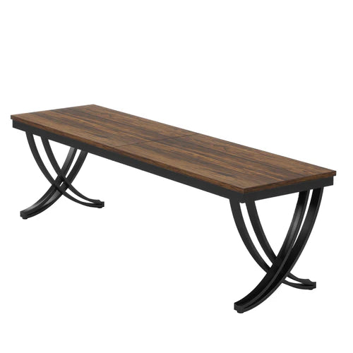 2 Person Desk 78.74" Industrial Double Computer Desk with Metal Frame Large Workstation for Office Study and Gaming Brown & Black