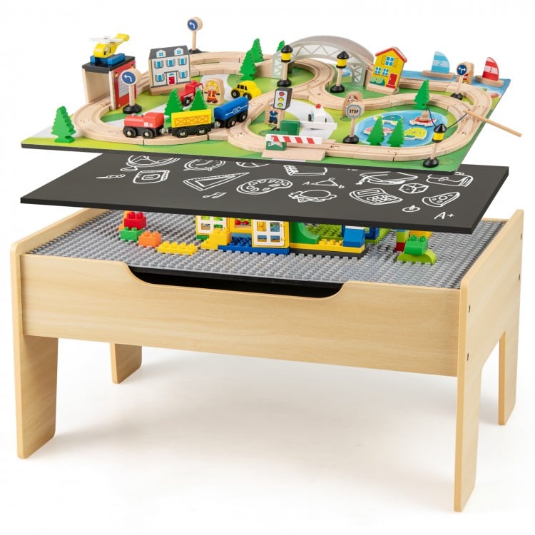 78 Pieces Wooden Train Set Activity Railway Playset for Kids Aged 18M+
