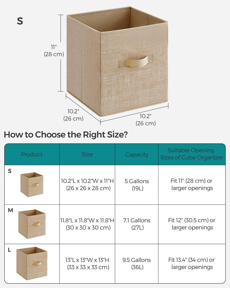 SONGMICS Non-Woven Fabric Storage Cubes with Double Handles 