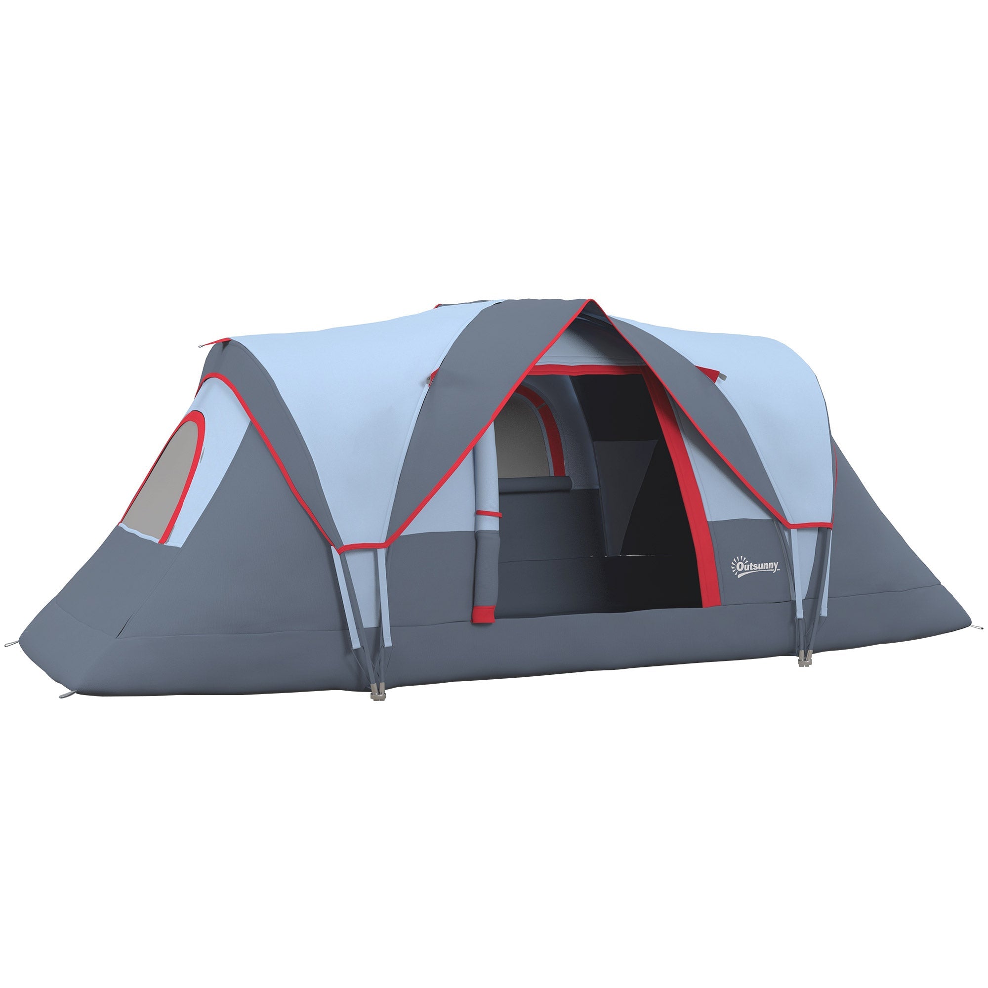 Outsunny 5-6 Person Outdoor Camping Tent, Dome Tent W/ Build-in Bag, Lighting Hook, Carrying Bag for Camping, Hiking & Traveling 