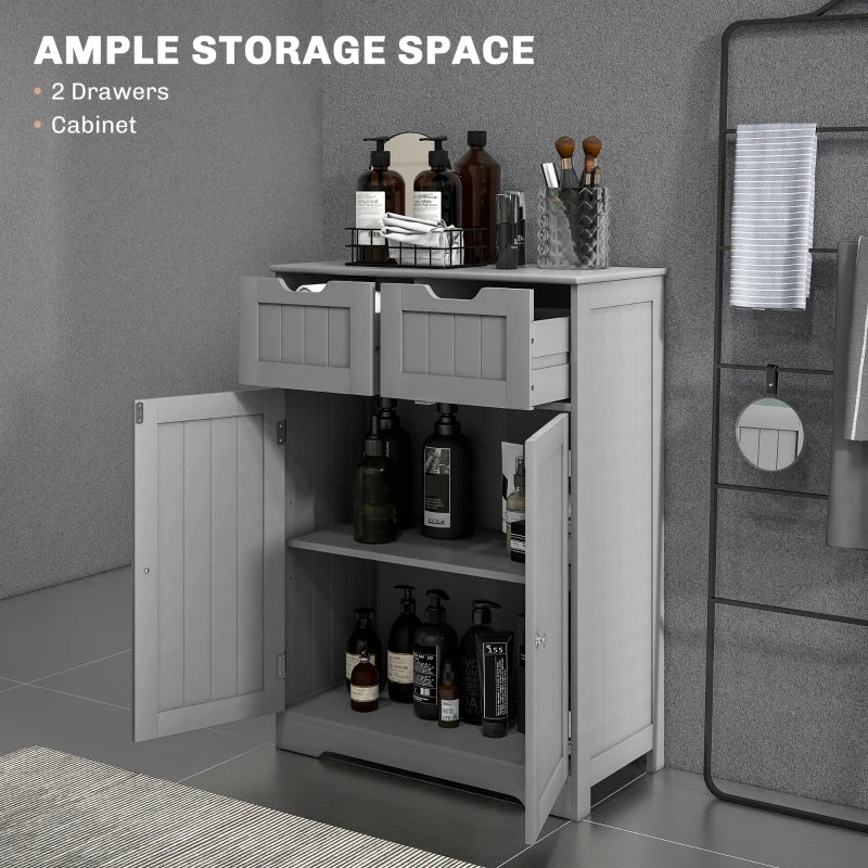 Bathroom Cabinet, Bathroom Storage Cabinet with 2 Drawers, Adjustable Shelf for Living Room, Entryway, Grey