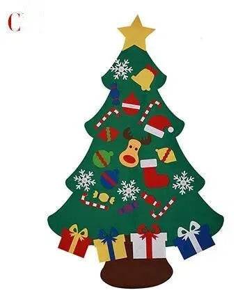 DIY Felt Christmas Tree New Year Toddler Kids Handmade Gift Toys Door Wall Hanging Ornaments Holiday Party Home Decor Set 