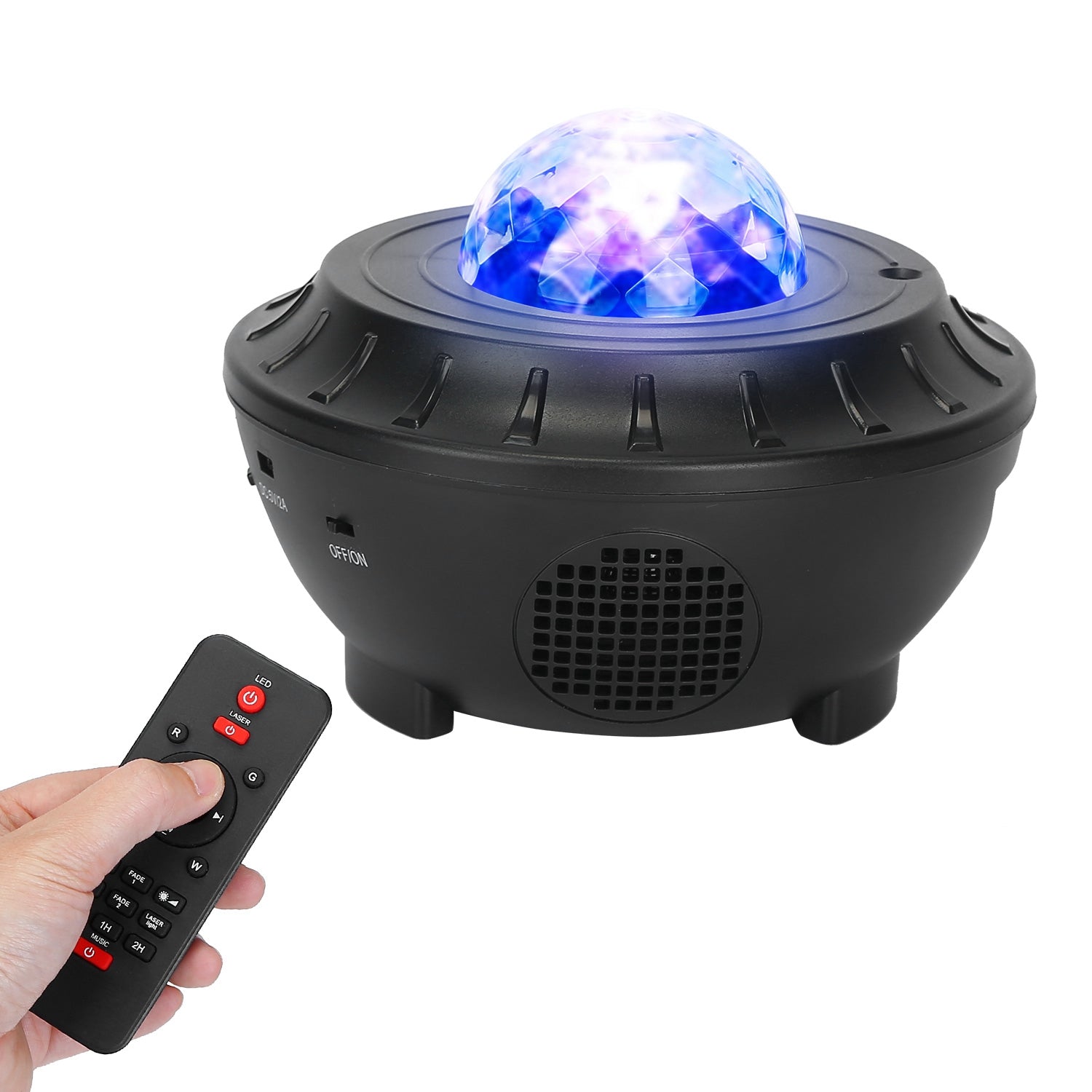 Star Projector Lamp RGBW Wireless Music Speaker Night Light USB Ocean Wave Projector Lamp w/ Remote Control For Bedroom Ceiling