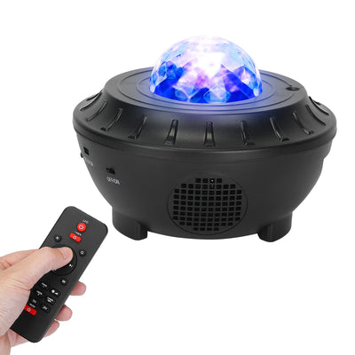 Star Projector Lamp RGBW Wireless Music Speaker Night Light USB Ocean Wave Projector Lamp w/ Remote Control For Bedroom Ceiling 