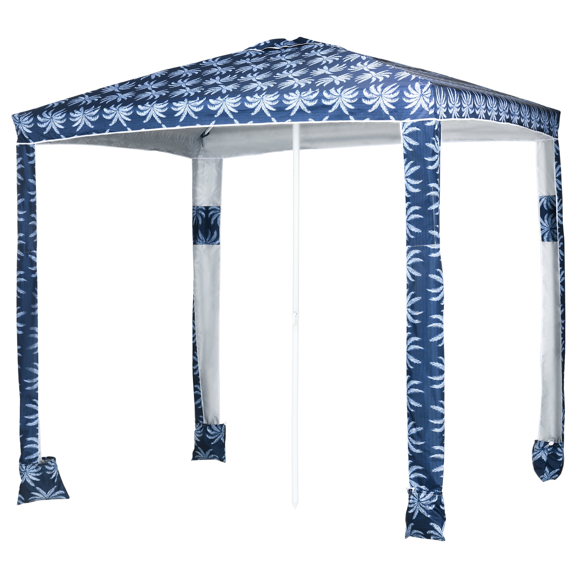 Outsunny Beach Umbrella, 6.5' Easy-Assembly Sun-Shade Shelter with Sandbags and Carry Bag, Cool UV50+, Dark Blue 