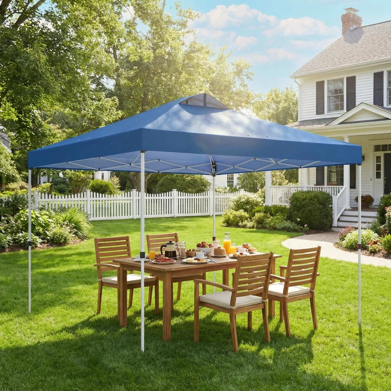 Pop Up Canopy Waterproof Canopy Tent with Carrying Bag for Parties Garden BBQs 9.8' x 9.8', Blue