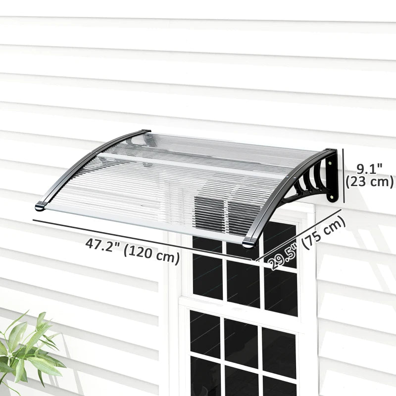 Window Awning Door Canopy, Polycarbonate Cover Patio Awnings, 30" x 50", White