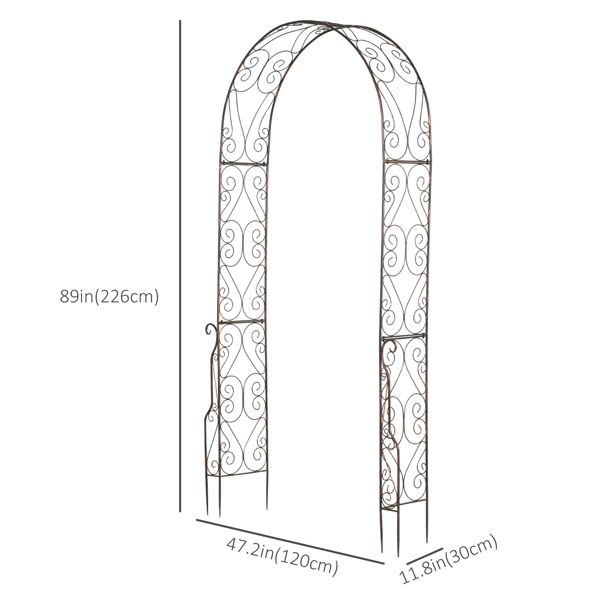 Outsunny 7.5ft Garden Metal Arch Outdoor Walkway Arbor for Decorative Climbing Vine Plants Patio Lawn, Black 