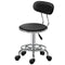 Faux Leather Salon Stool, Height Adjustable Rolling Stool with Footrest Ring, Back and Wheels for Beauty, Tattoo, Black
