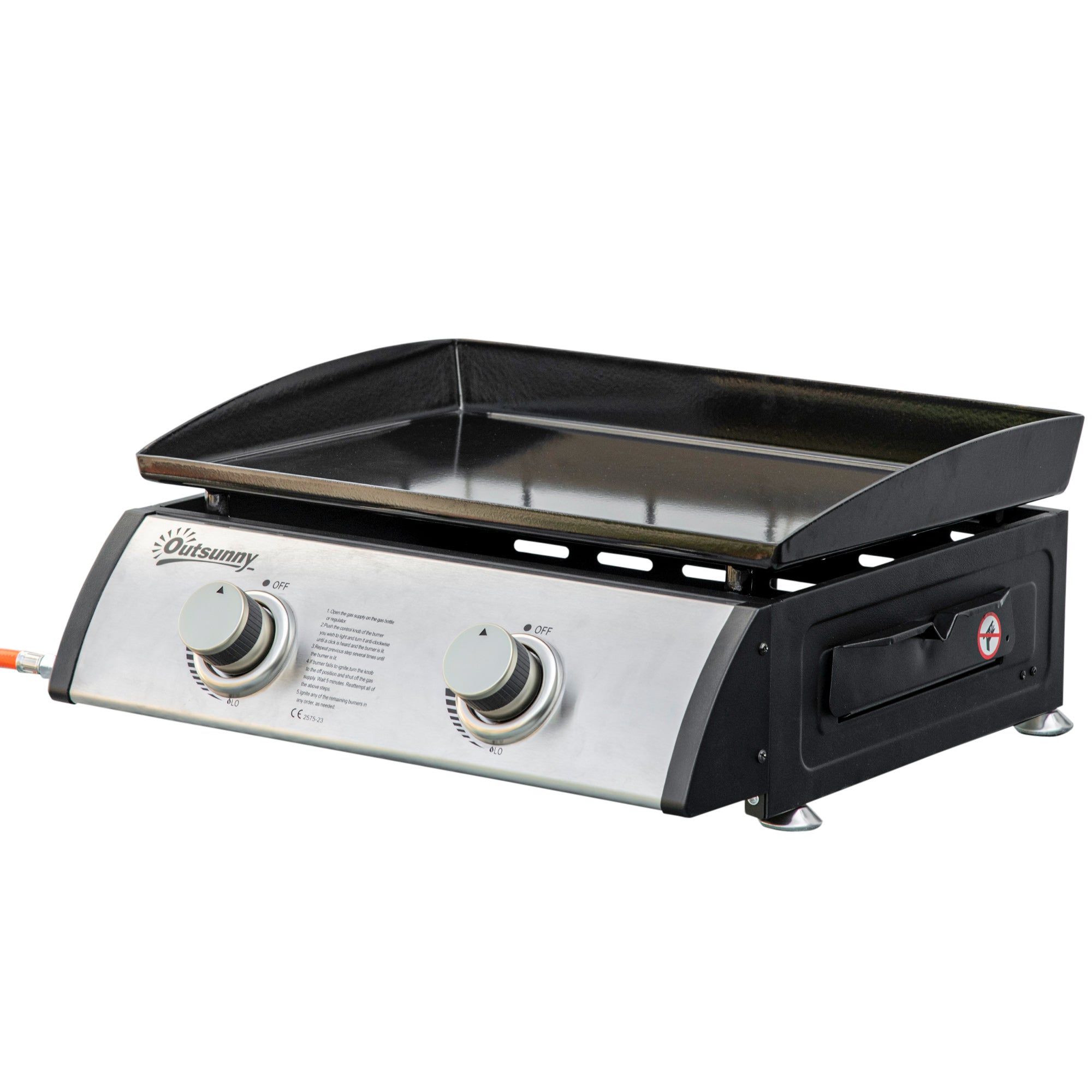 Outsunny 2 Burner Liquefied Gas Grill, Portable Tabletop BBQ Grill, for Camping, Picnic, Silver 