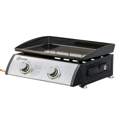 Outsunny 2 Burner Liquefied Gas Grill, Portable Tabletop BBQ Grill, for Camping, Picnic, Silver 