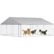 Heavy Duty Outdoor Dog Kennel with Waterproof Roof, Secure Latch, Chain Link Dog Run for Backyard, 19.7' x 19.7' x 8.9'