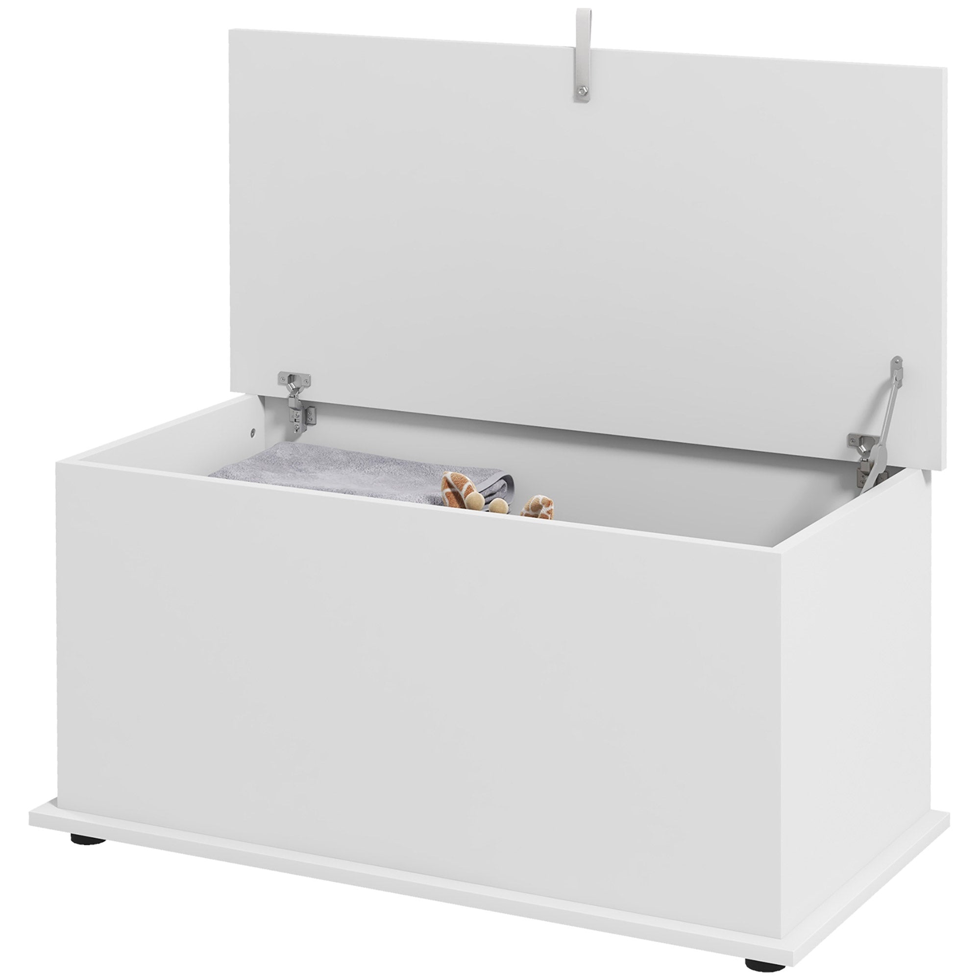 HOMCOM Elegant Storage Chest 31.5" Toy Box Flip-Top Lid Safety Hinges Entryway Living Room Organizer White 