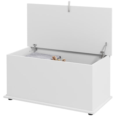 HOMCOM Elegant Storage Chest 31.5" Toy Box Flip-Top Lid Safety Hinges Entryway Living Room Organizer White 