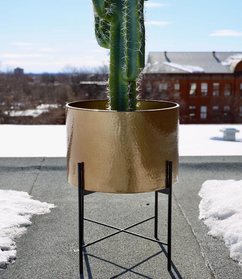 Chava - Brass Mid-Century Planter With Black Stand (Multiple Sizes) 