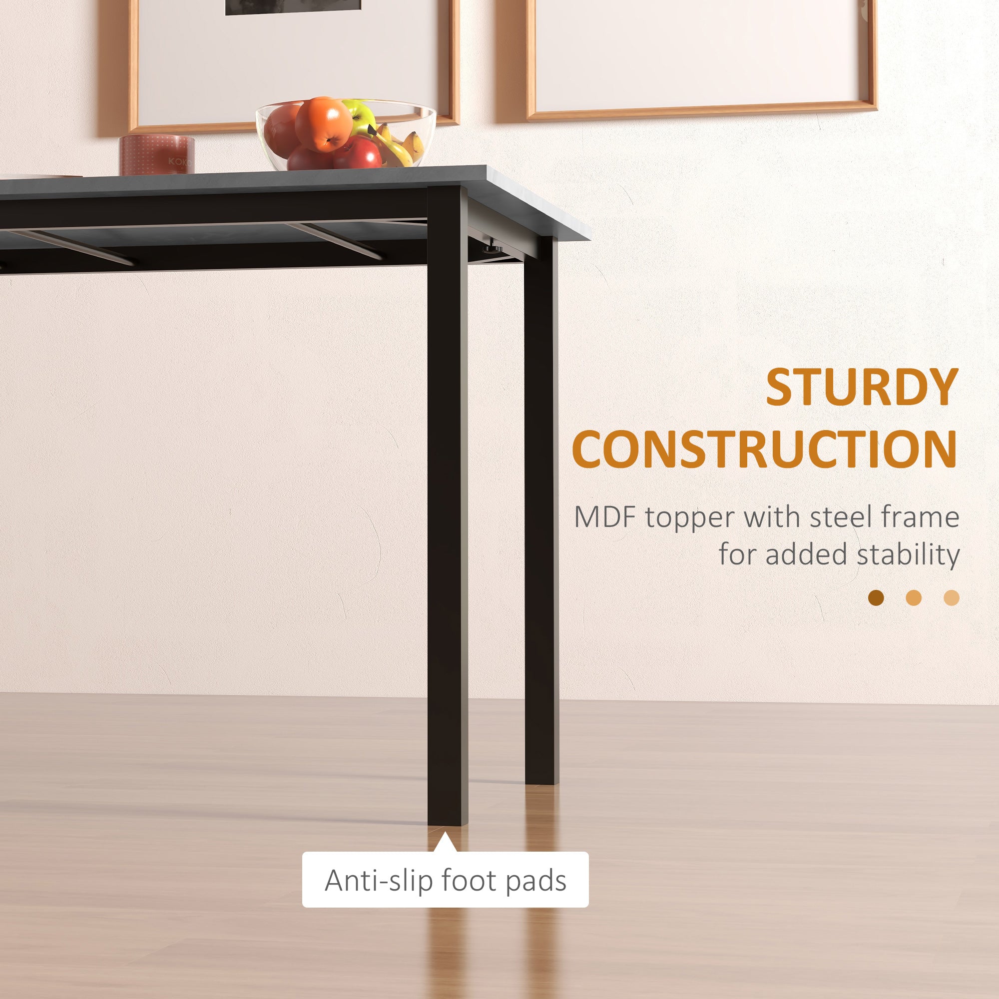 HOMCOM Space Saving Extendable Dining Table for 6 with Drop Leaf Folding Feature in Dark Grey Ideal for Small Spaces 