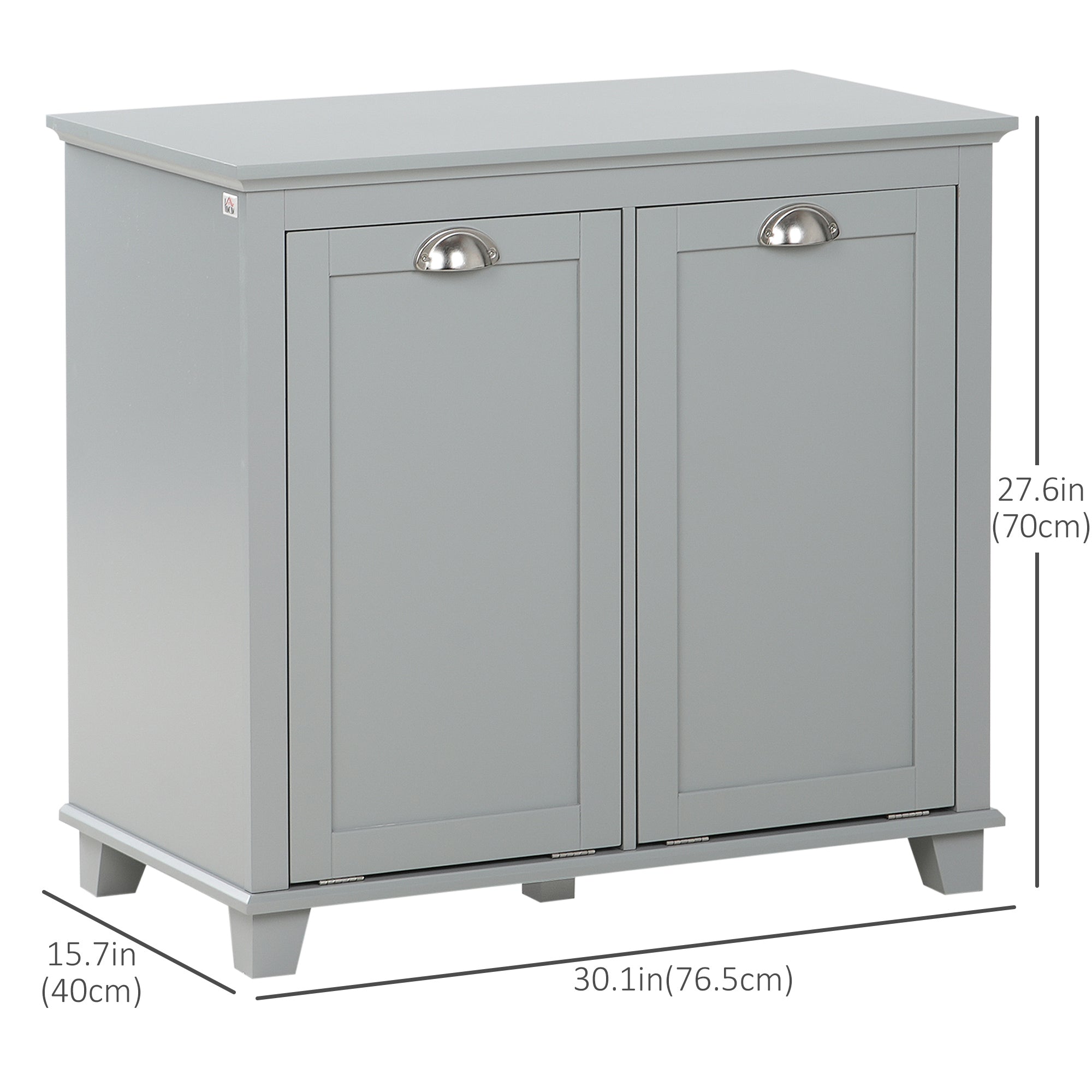 HOMCOM Bathroom Laundry Storage Cabinet: Tilt-out Hamper Organizer, Two-Compartment, Grey 