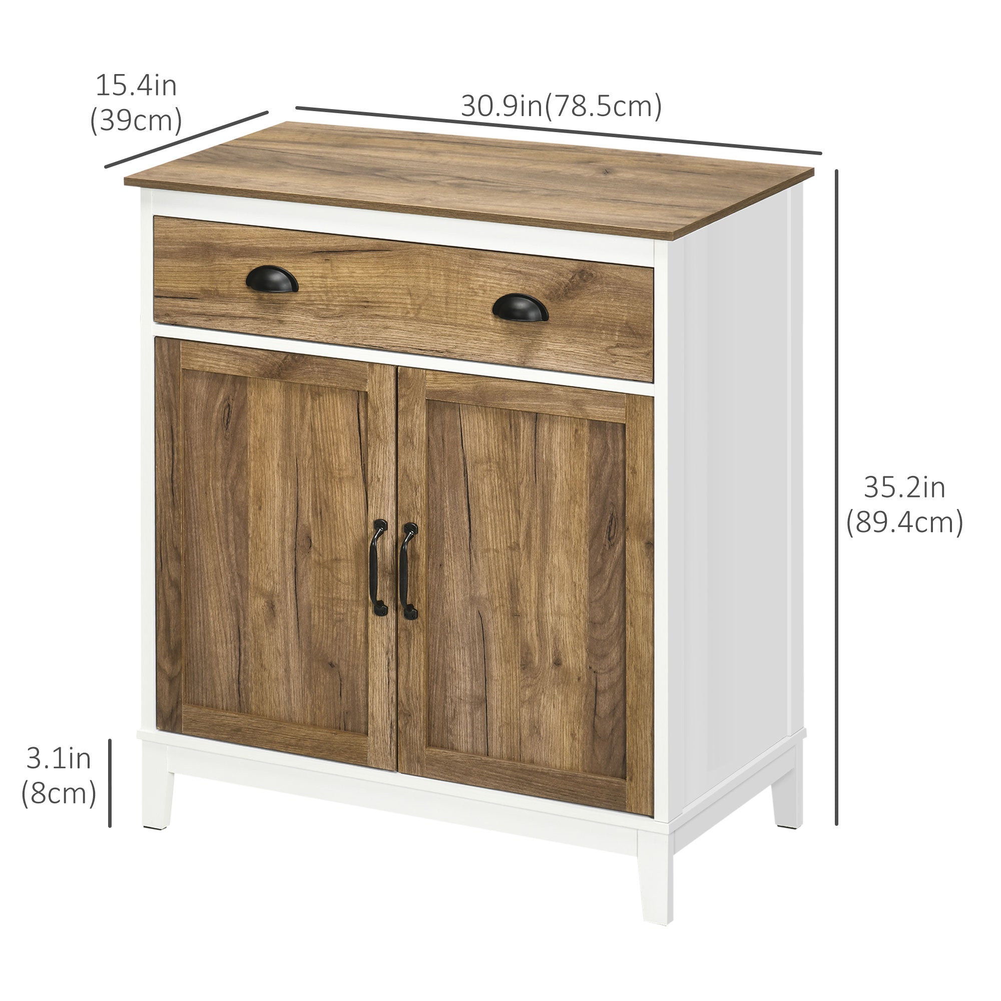 HOMCOM Distressed Wood Farmhouse Sideboard: Storage Cupboard with Drawer & 2 Doors for Rustic Kitchen & Living Room Decor 