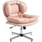 Criss Cross Chair, Armless Wide Office Chair with Leathaire Upholstery, Tilting, No Wheels, Pink