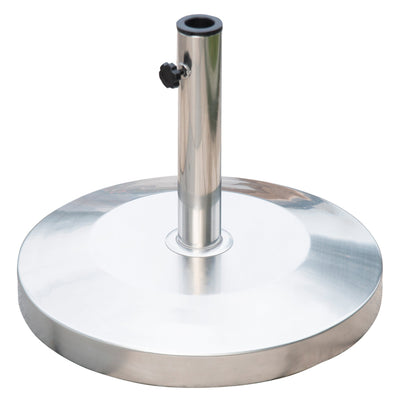 Outsunny Stainless Steel Umbrella Pedestal: 19" Round Decorative Stand Holder for Outdoor Patio, Silver 