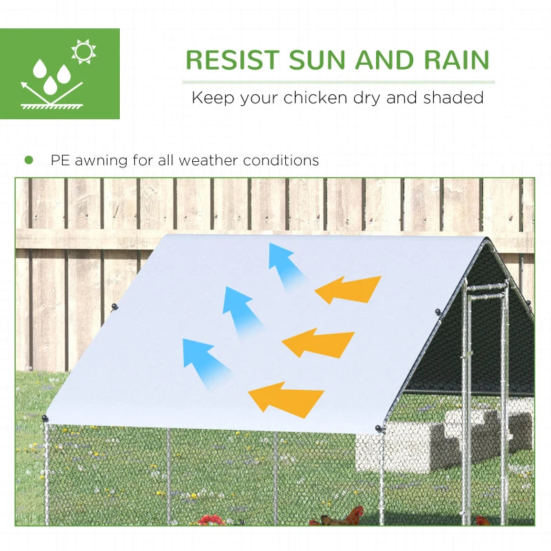9.8' x 19.7' x 6.6' Chicken Coop Cage, Outdoor Hen House w/Cover & Lockable Door