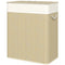 Double Laundry Basket with Lid, 100L Bamboo Laundry Hamper with Rope Handles and Removable Bags, Natural