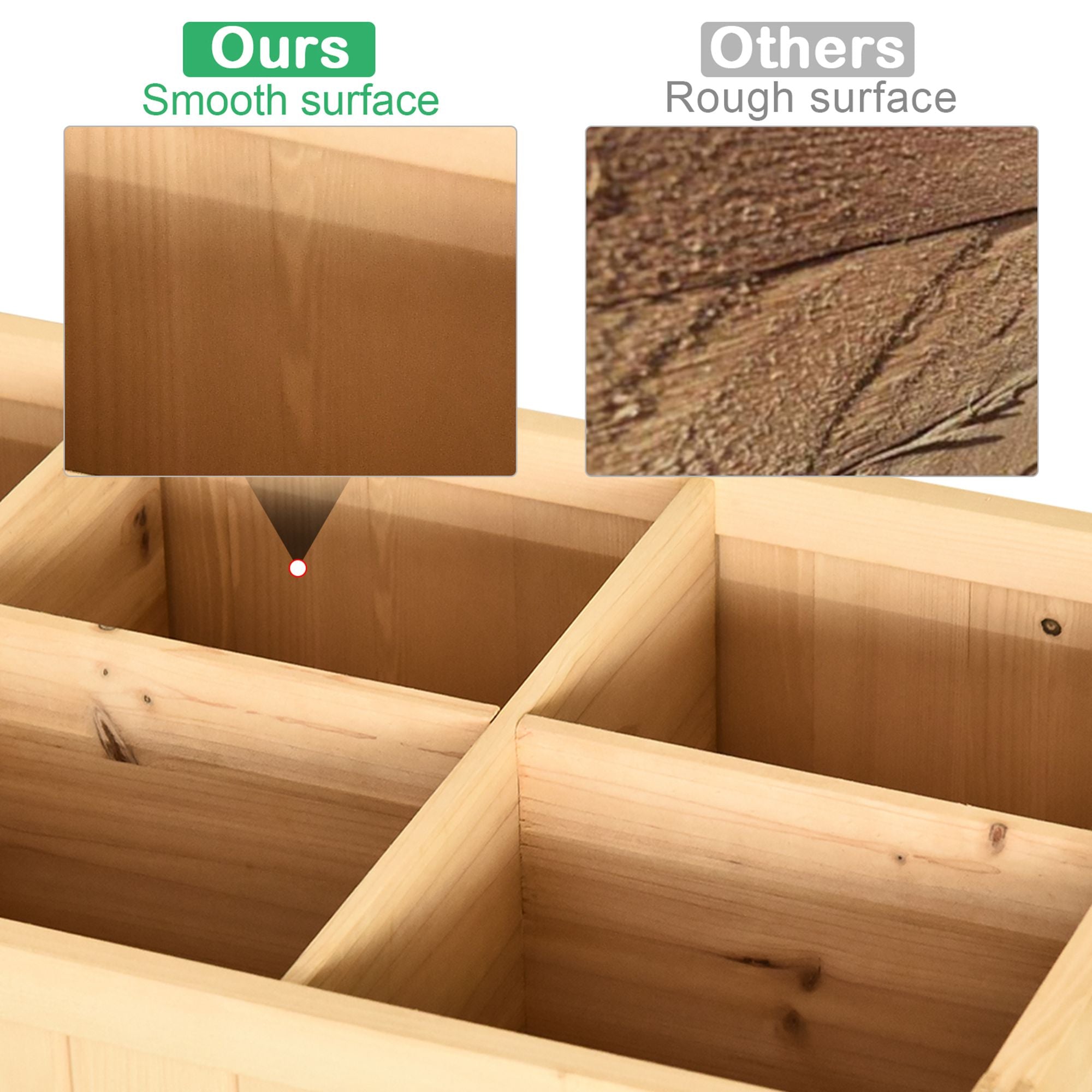 Outsunny Elevated Wooden Garden Plant Stand 43.25"x18"x30" Outdoor Raised Flower Bed 8 Grid Box Natural 