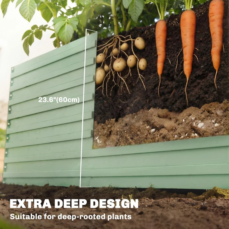 8' x 4' x 2' Raised Garden Bed, Galvanized Planter Box for Growing Flowers, Herbs and Vegetables, Light Green
