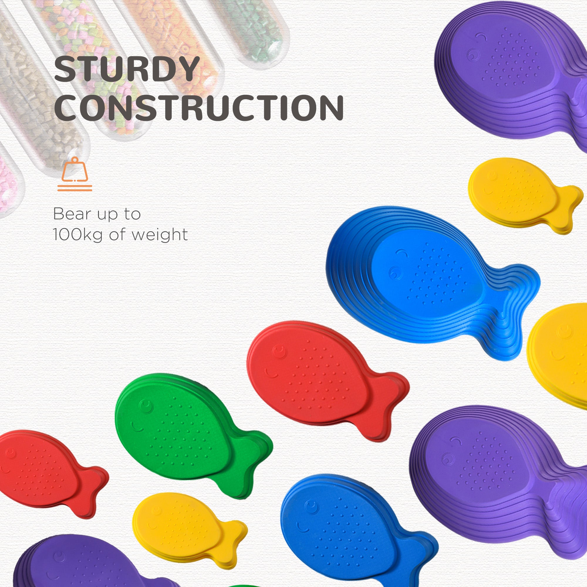 Outsunny Sensory Stepping Stones: 8pc Balance River Stones for Kids Obstacle Course, Indoor/Outdoor Play Equipment for Ages 3-8 